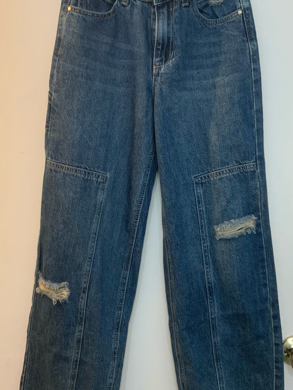 Girl’s Joe’s Distressed Wide-Leg Blue Jeans